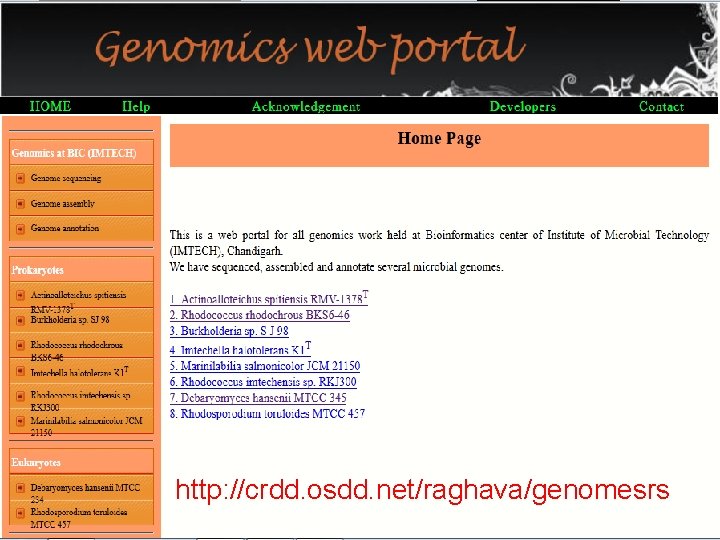 http: //crdd. osdd. net/raghava/genomesrs 