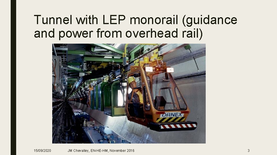 Tunnel with LEP monorail (guidance and power from overhead rail) 15/09/2020 JM Chevalley, EN-HE-HM,