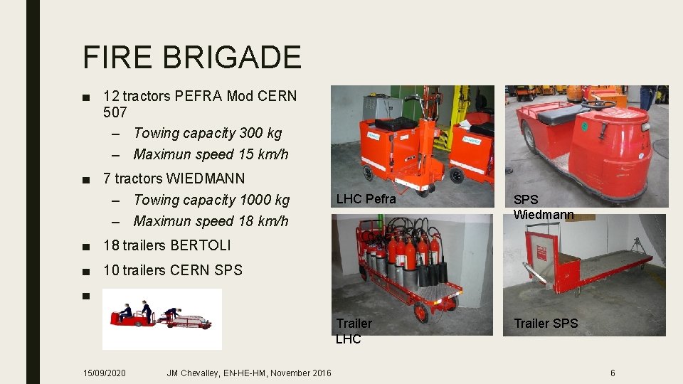 FIRE BRIGADE ■ 12 tractors PEFRA Mod CERN 507 – Towing capacity 300 kg