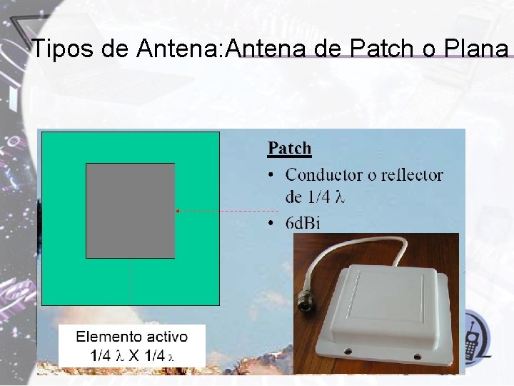 Tipos de Antena: Antena de Patch o Plana 
