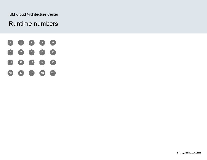 IBM Cloud Architecture Center Runtime numbers 1 2 3 4 5 6 7 8