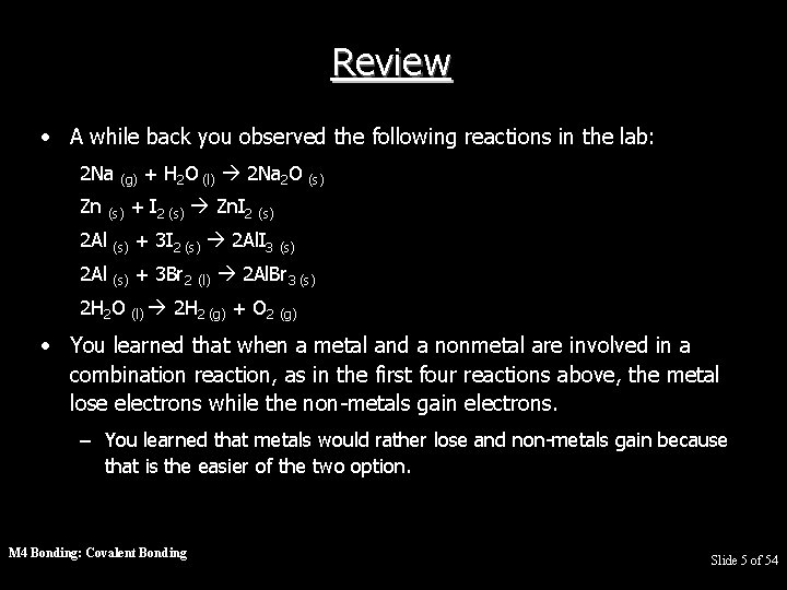 Review • A while back you observed the following reactions in the lab: 2