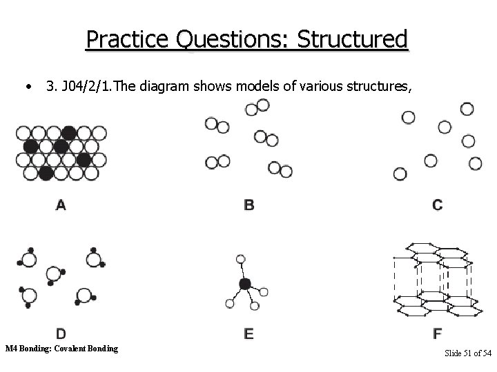 Practice Questions: Structured • 3. J 04/2/1. The diagram shows models of various structures,