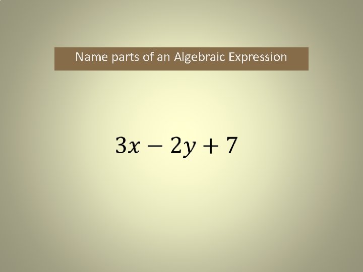 Name parts of an Algebraic Expression 