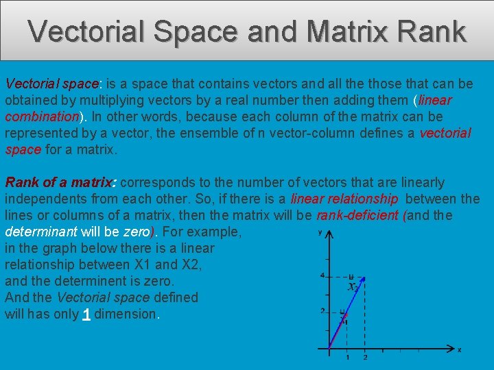 Vectorial Space and Matrix Rank Vectorial space: is a space that contains vectors and
