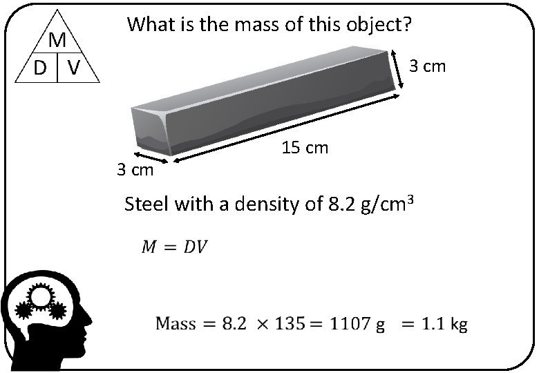 What is the mass of this object? 3 cm 15 cm 3 cm Steel