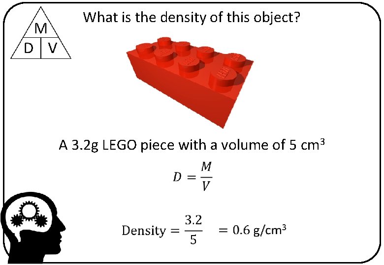 What is the density of this object? A 3. 2 g LEGO piece with