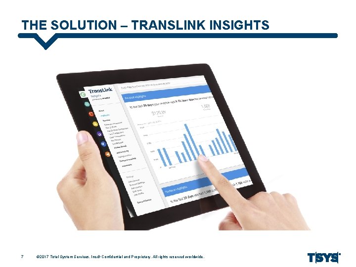 THE SOLUTION – TRANSLINK INSIGHTS 7 © 2017 Total System Services, Inc. ® Confidential