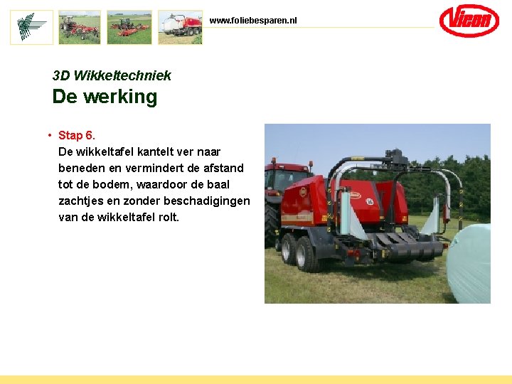 www. foliebesparen. nl 3 D Wikkeltechniek De werking • Stap 6. De wikkeltafel kantelt