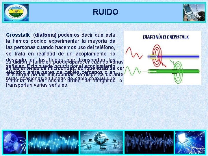 RUIDO Crosstalk (diafonía) podemos decir que ésta la hemos podido experimentar la mayoría de