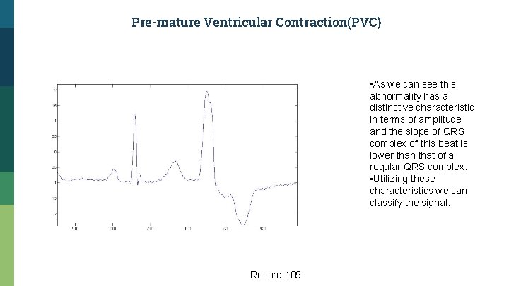 Pre-mature Ventricular Contraction(PVC) • As we can see this abnormality has a distinctive characteristic