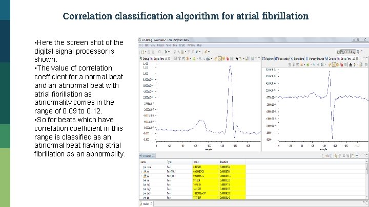 Correlation classification algorithm for atrial fibrillation • Here the screen shot of the digital
