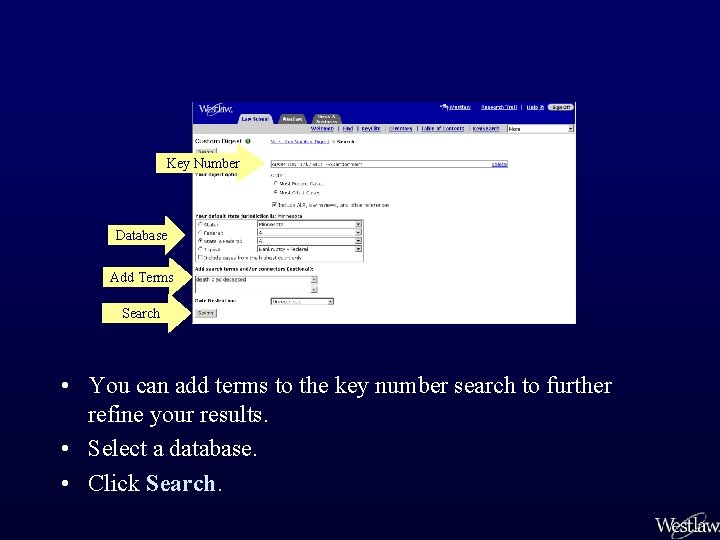 Key Number Database Add Terms Search • You can add terms to the key