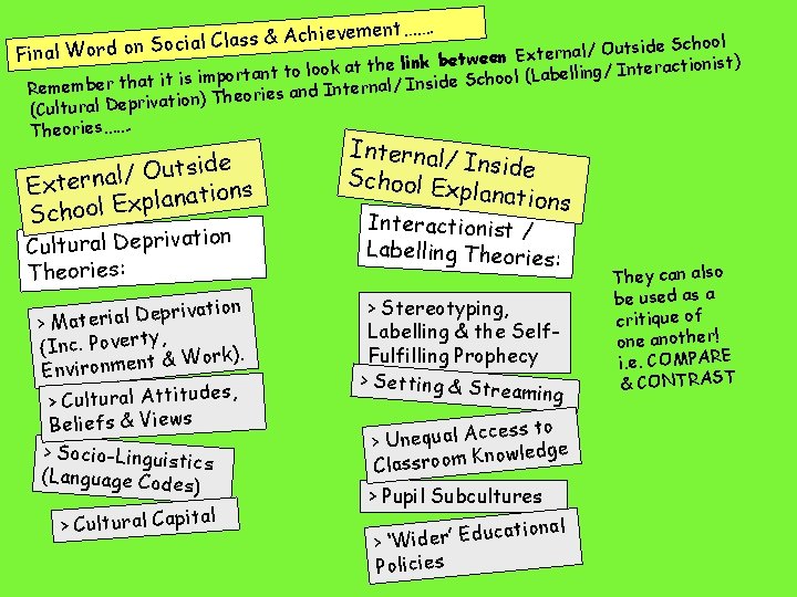 ment……. Achieve & s s la C l ia c o S Final Word
