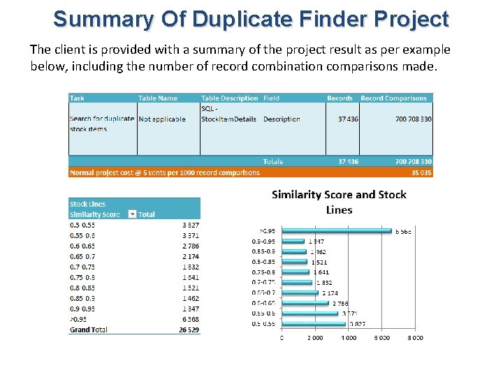 Summary Of Duplicate Finder Project The client is provided with a summary of the