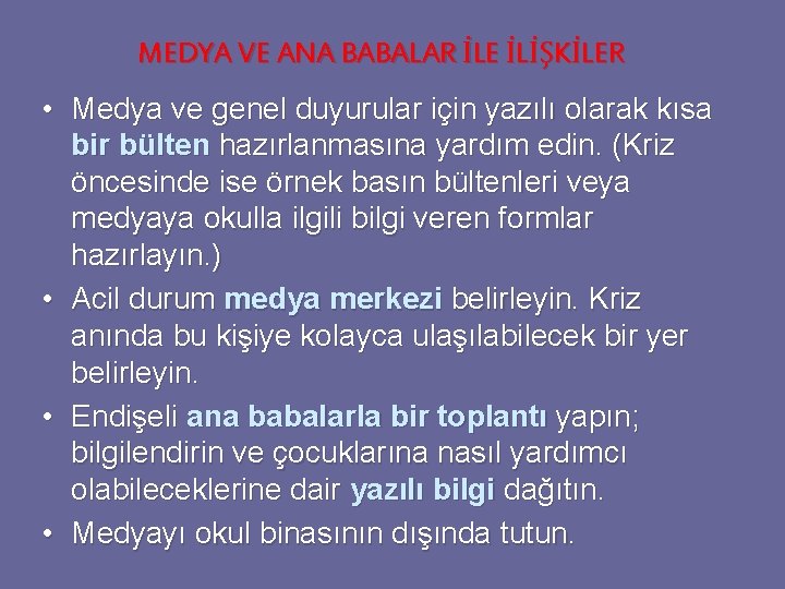 MEDYA VE ANA BABALAR İLE İLİŞKİLER • Medya ve genel duyurular için yazılı olarak MEDYA VE ANA BABALAR İLE İLİŞKİLER • Medya ve genel duyurular için yazılı olarak