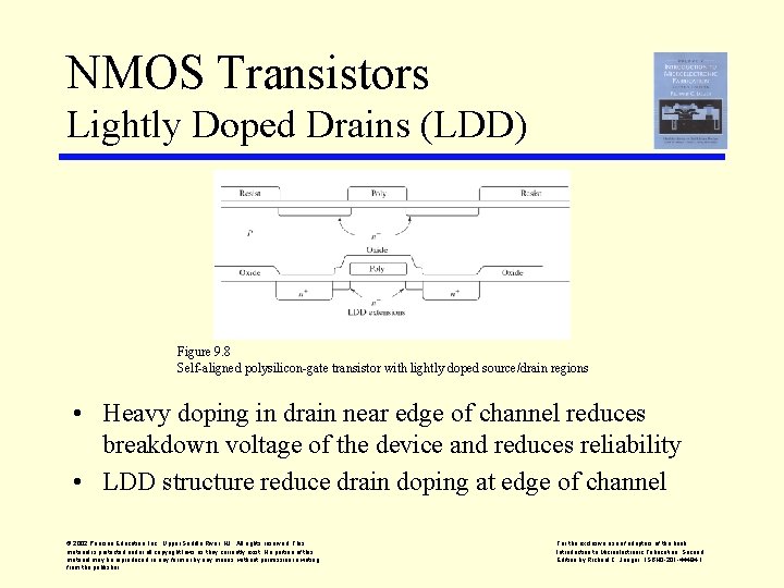 NMOS Transistors Lightly Doped Drains (LDD) Figure 9. 8 Self-aligned polysilicon-gate transistor with lightly