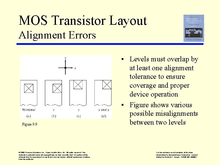 MOS Transistor Layout Alignment Errors Figure 9. 9 © 2002 Pearson Education, Inc. ,