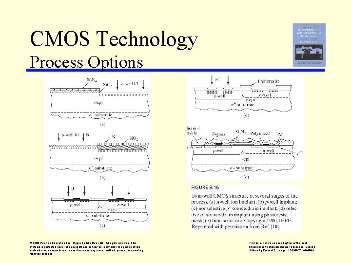 CMOS Technology Process Options © 2002 Pearson Education, Inc. , Upper Saddle River, NJ.