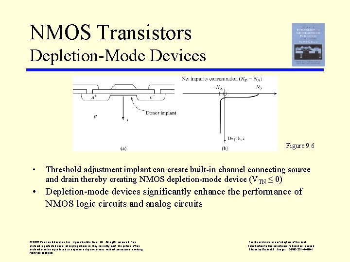 NMOS Transistors Depletion-Mode Devices Figure 9. 6 • Threshold adjustment implant can create built-in