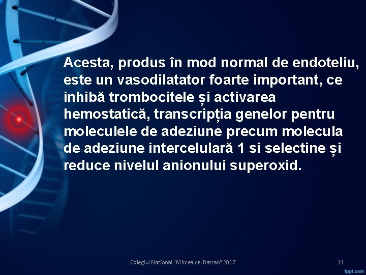 Acesta, produs în mod normal de endoteliu, este un vasodilatator foarte important, ce inhibă