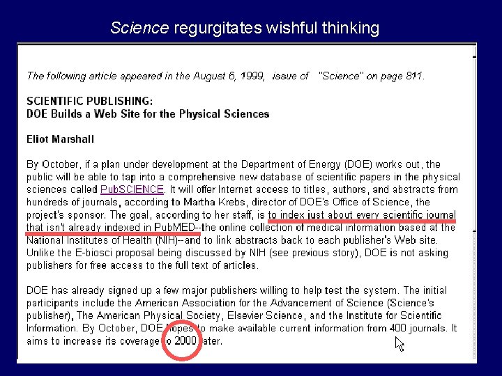 Science regurgitates wishful thinking Jacsó 