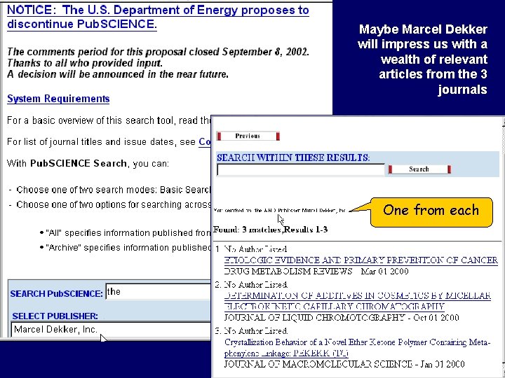 Maybe Marcel Dekker will impress us with a wealth of relevant articles from the