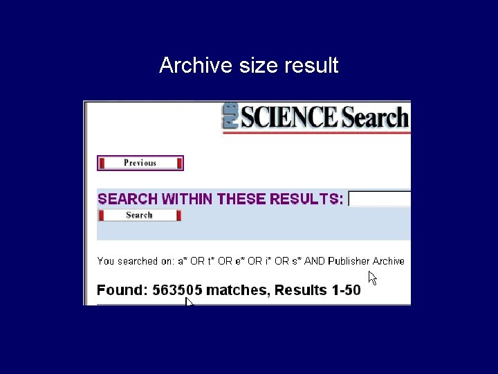 Archive size result 