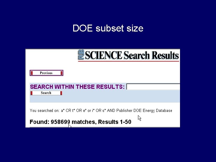 DOE subset size 