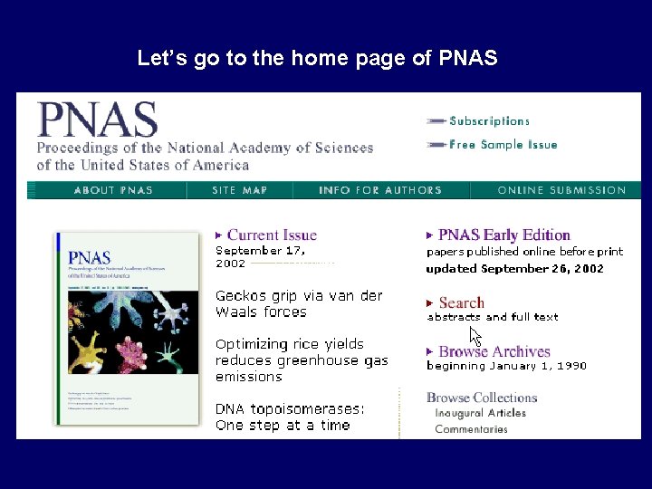 Let’s go to the home page of PNAS 