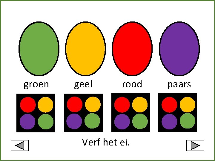 groen geel rood Verf het ei. paars 