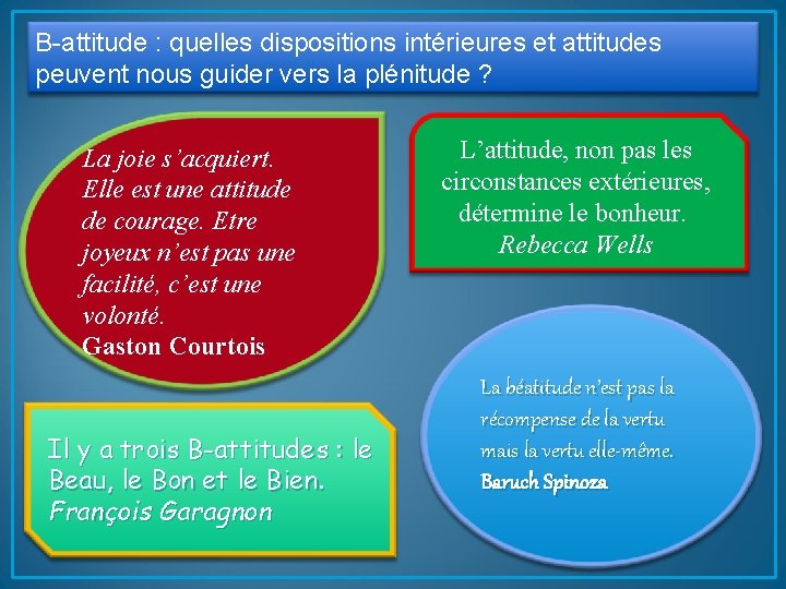 B-attitude : quelles dispositions intérieures et attitudes peuvent nous guider vers la plénitude ?