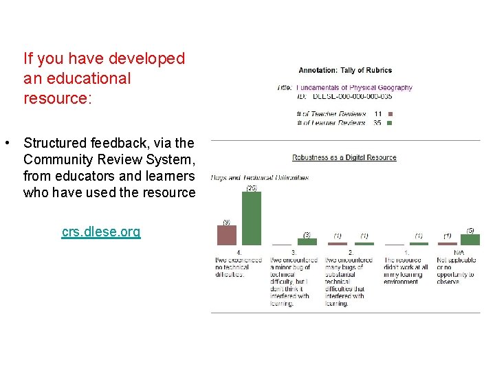 If you have developed an educational resource: • Structured feedback, via the Community Review