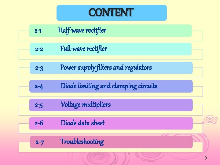 CONTENT 2 -1 Half-wave rectifier 2 -2 Full-wave rectifier 2 -3 Power supply filters