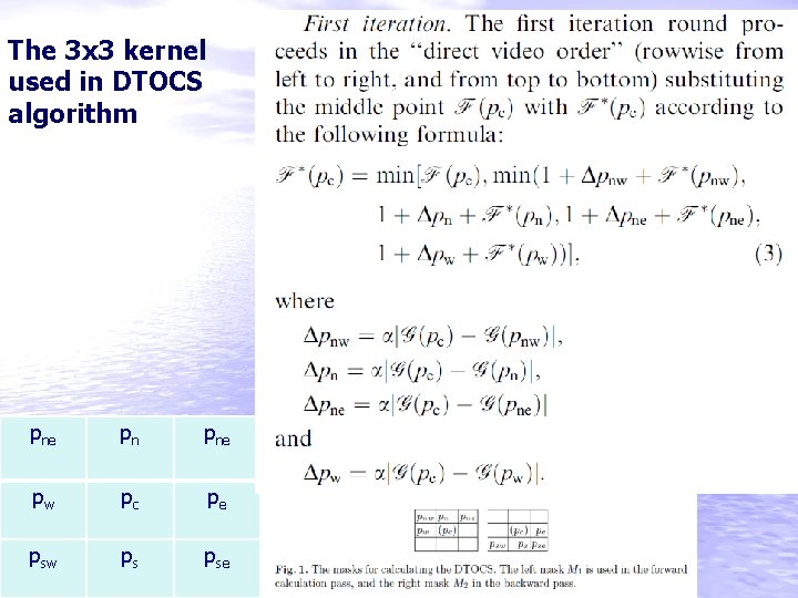 The 3 x 3 kernel used in DTOCS algorithm pne pn pne pw pc