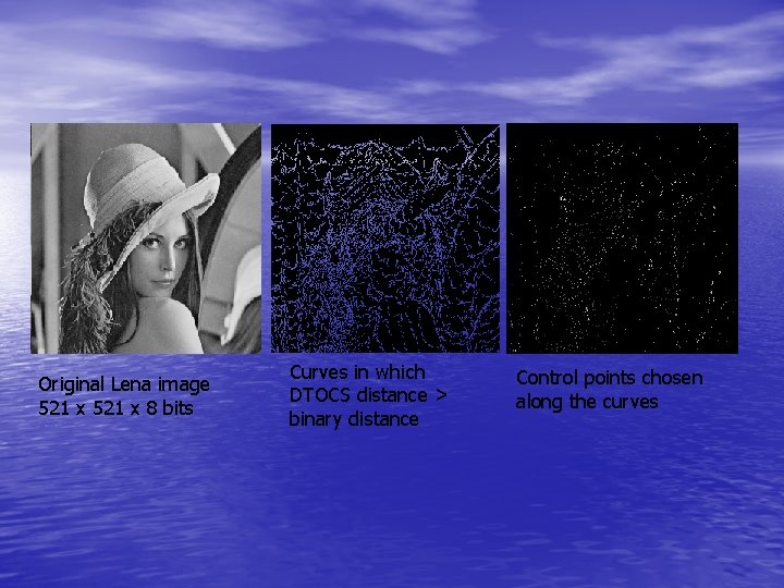 Original Lena image 521 x 8 bits Curves in which DTOCS distance > binary