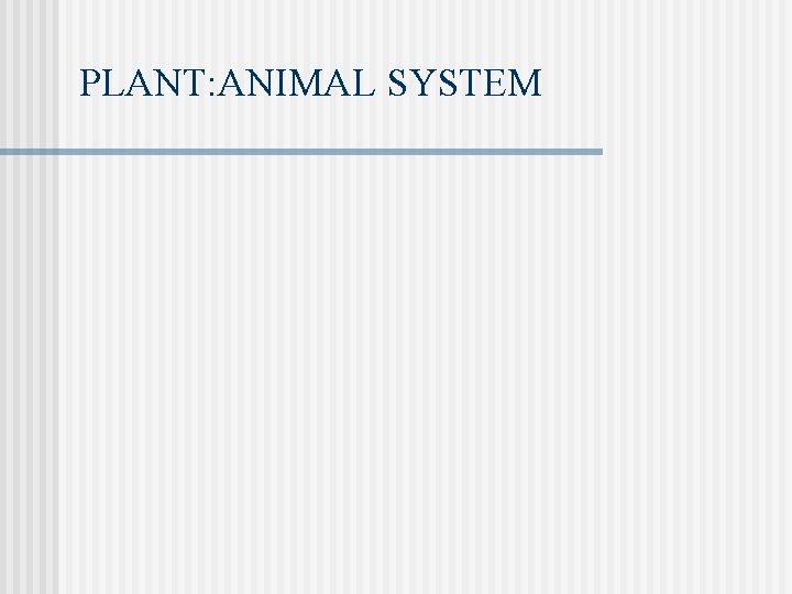 PLANT: ANIMAL SYSTEM 