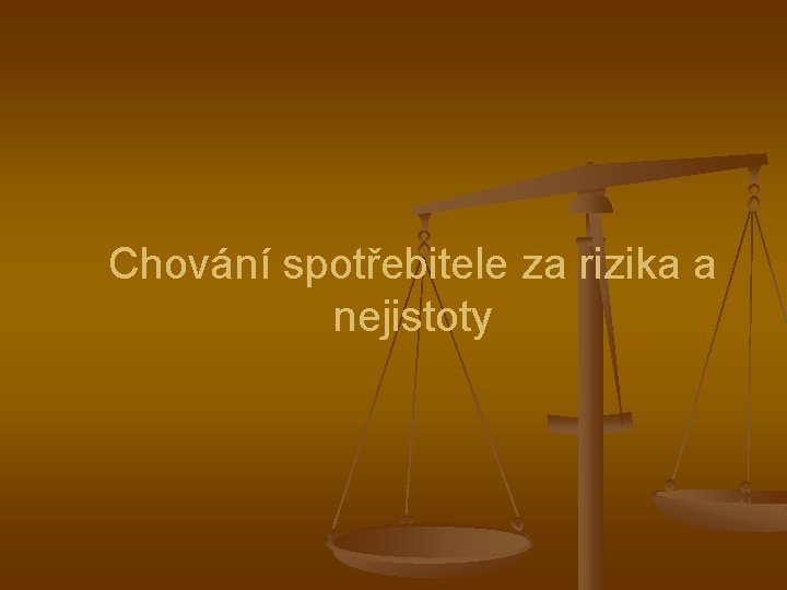 Chování spotřebitele za rizika a nejistoty 