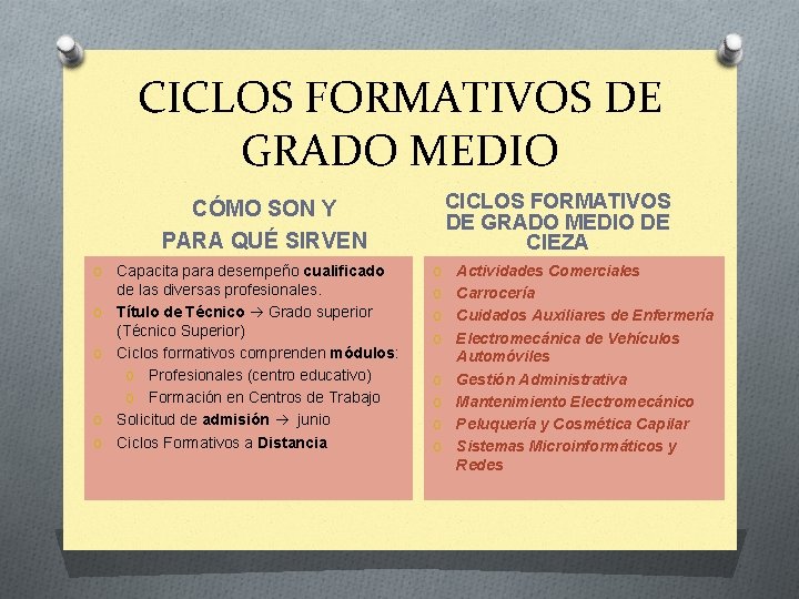 CICLOS FORMATIVOS DE GRADO MEDIO DE CIEZA CÓMO SON Y PARA QUÉ SIRVEN O