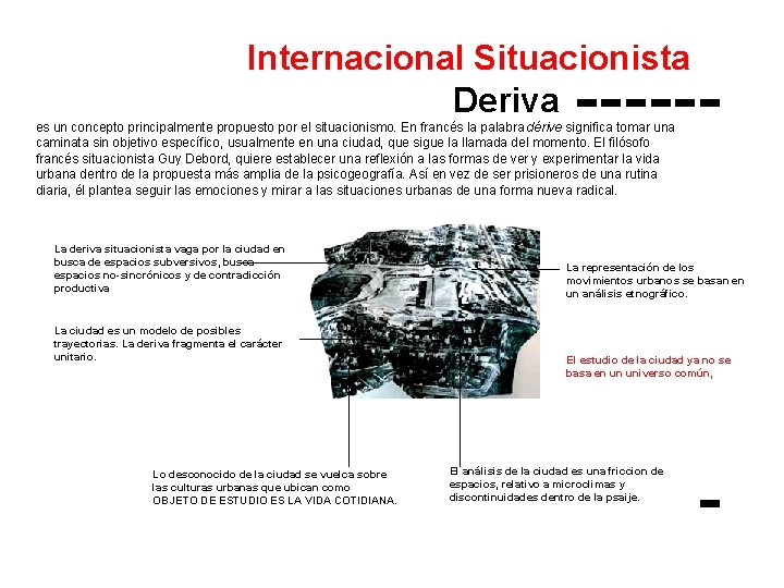Internacional Situacionista Deriva es un concepto principalmente propuesto por el situacionismo. En francés la