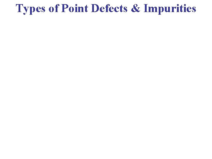 Types of Point Defects & Impurities 