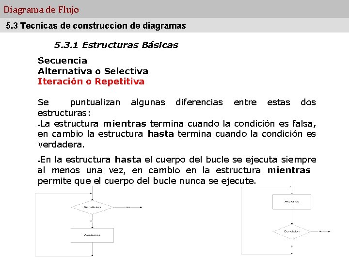 Diagrama de Flujo 5. 3 Tecnicas de construccion de diagramas 5. 3. 1 Estructuras