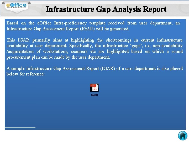 Infrastructure Gap Analysis Report Based on the e. Office Infra-proficiency template received from user