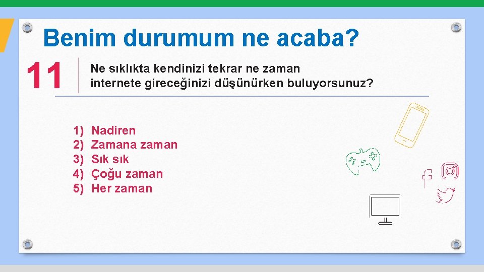 Benim durumum ne acaba? 11 Ne sıklıkta kendinizi tekrar ne zaman internete gireceğinizi düşünürken