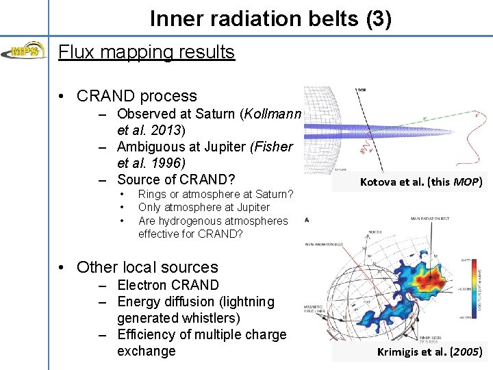 Inner radiation belts (3) Flux mapping results • CRAND process – Observed at Saturn