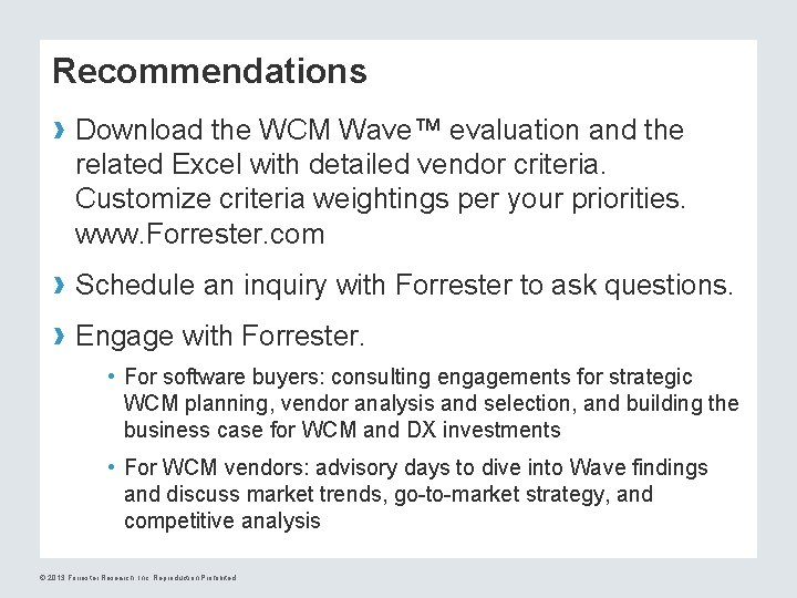 Recommendations › Download the WCM Wave™ evaluation and the related Excel with detailed vendor