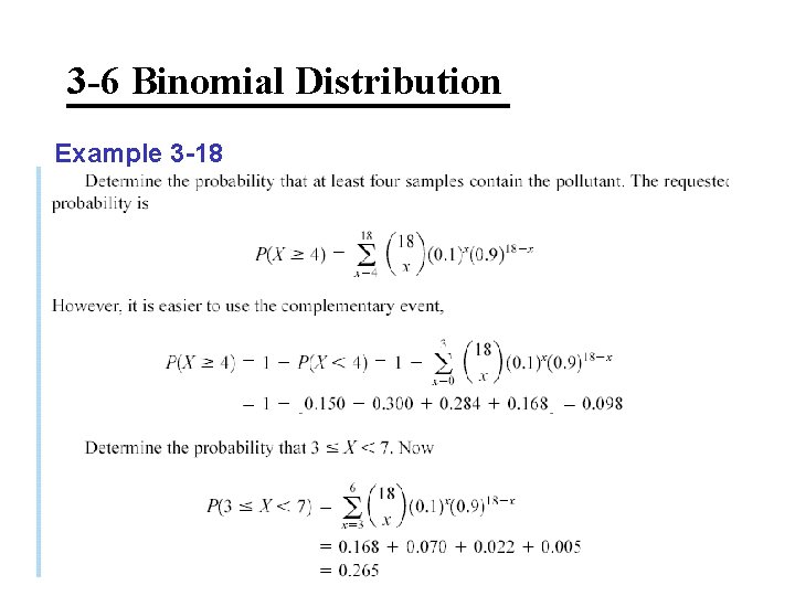 3 -6 Binomial Distribution Example 3 -18 