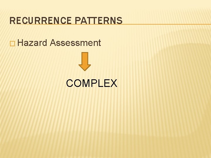 RECURRENCE PATTERNS � Hazard Assessment COMPLEX 