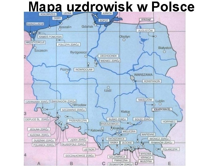 Mapa uzdrowisk w Polsce 