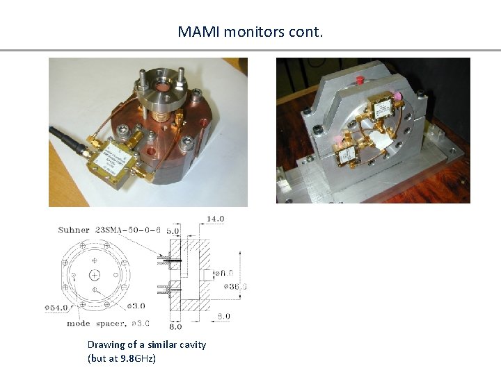 MAMI monitors cont. Drawing of a similar cavity (but at 9. 8 GHz) 
